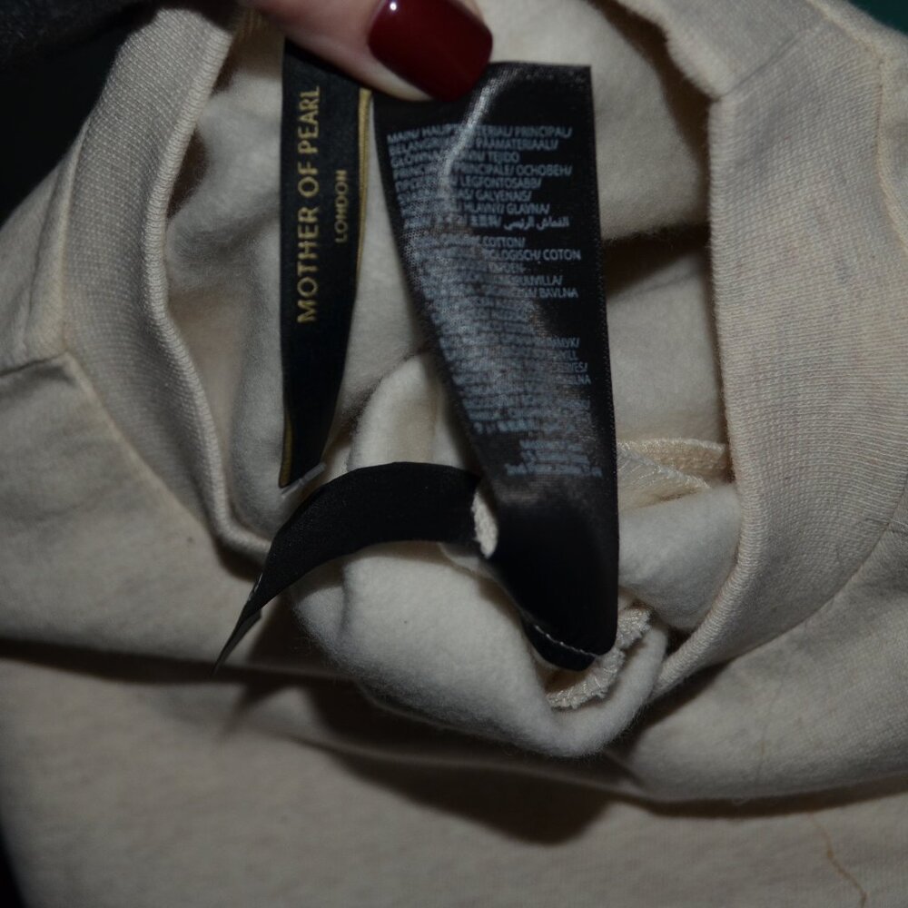 Sz XS Mother of Pearl Dani Oatmeal Pearl Detail Sweatshirt - Picture 9 of 10